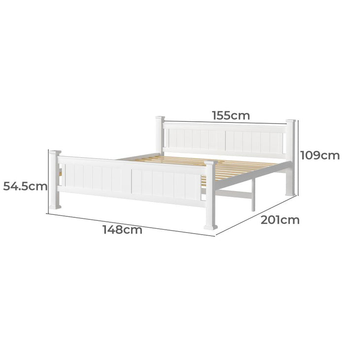 Mila White Wooden Bed Frame | Solid Modern Timber Frame For Kids and Adults | 4 Sizes