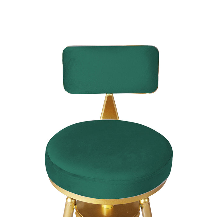 Natiq Gas Lift Velvet Bar Stool | Kitchen Swivel Barstools in Gold