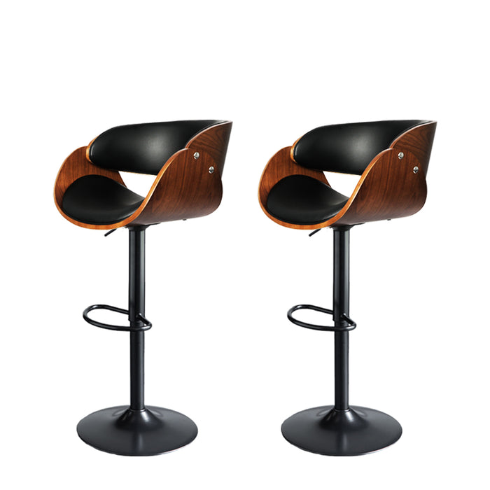 Gulieta Gas Lift Wooden Bar Stool | Kitchen Swivel Barstools in Black