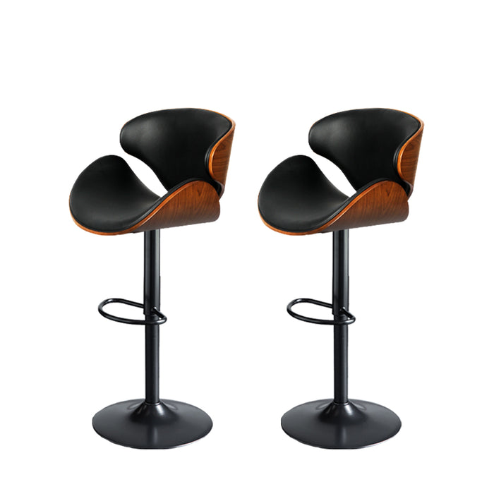 Gulia Gas Lift Wooden Bar Stool | Kitchen Swivel Barstools in Black