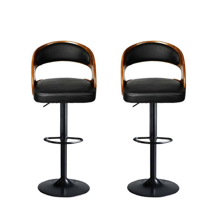 Milano Gas Lift Wooden Bar Stool | Kitchen Swivel Barstools in Black