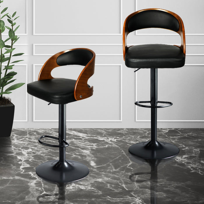 Milano Gas Lift Wooden Bar Stool | Kitchen Swivel Barstools in Black