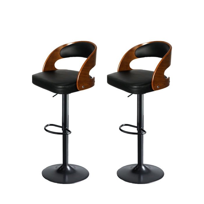 Milano Gas Lift Wooden Bar Stool | Kitchen Swivel Barstools in Black