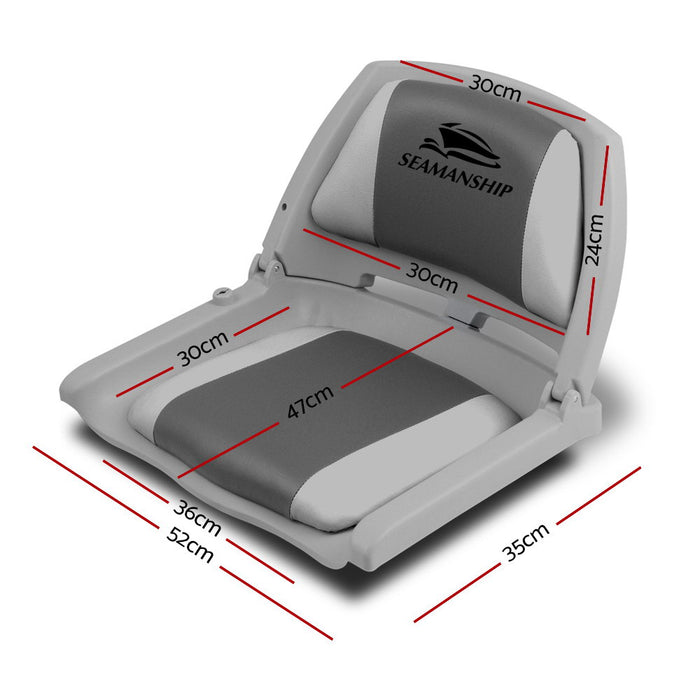 Set of Two Slim Folding Boat Seats | All Weather Swivels Marine Seats Grey-Charcoal