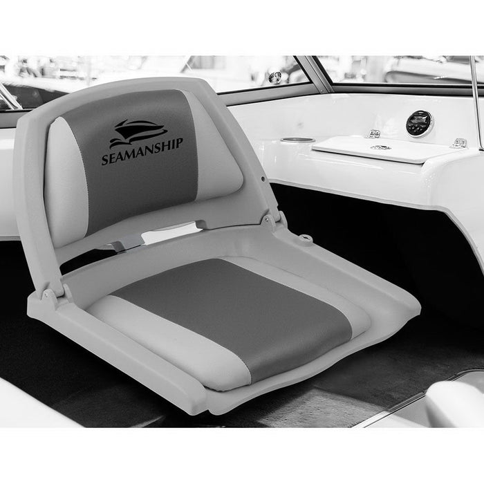 Set of Two Slim Folding Boat Seats | All Weather Swivels Marine Seats Grey-Charcoal