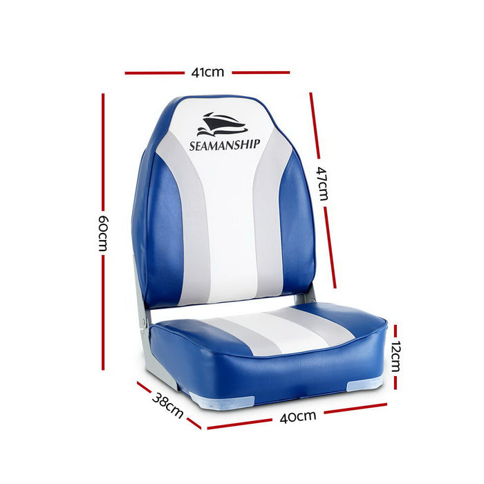 Set of Two Folding Boat Seats | All Weather Swivels Marine Seats Grey-Blue