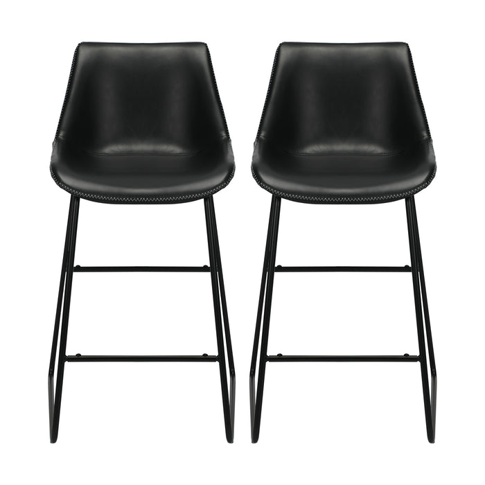 Set of Two Modern Mila Metal Kitchen Barstools | Velvet and Metal Barstools by Oikiture