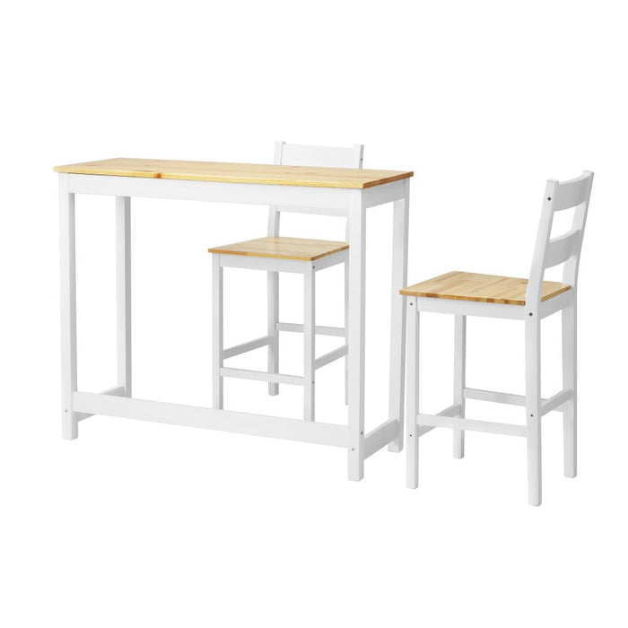 Emprezzo 3pc Kitchen Dining Barstool Set | Slimline Easy Storage 2 Barstools and Breakfast Table Set