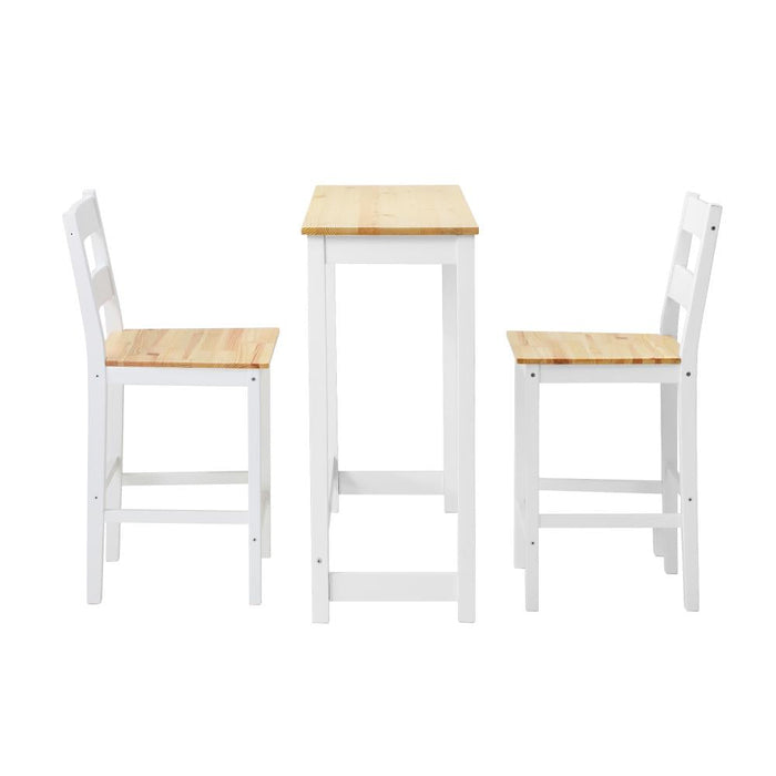 Emprezzo 3pc Kitchen Dining Barstool Set | Slimline Easy Storage 2 Barstools and Breakfast Table Set