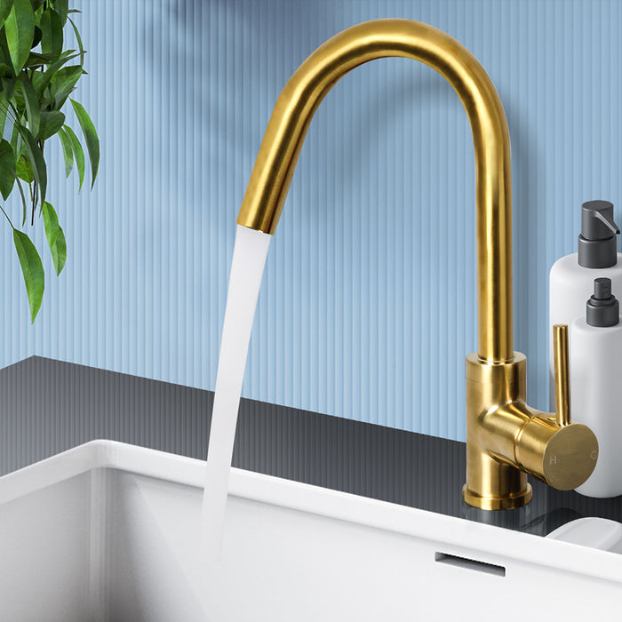 Arezzoo Kitchen Sink Mixer Tap in Gold Finish