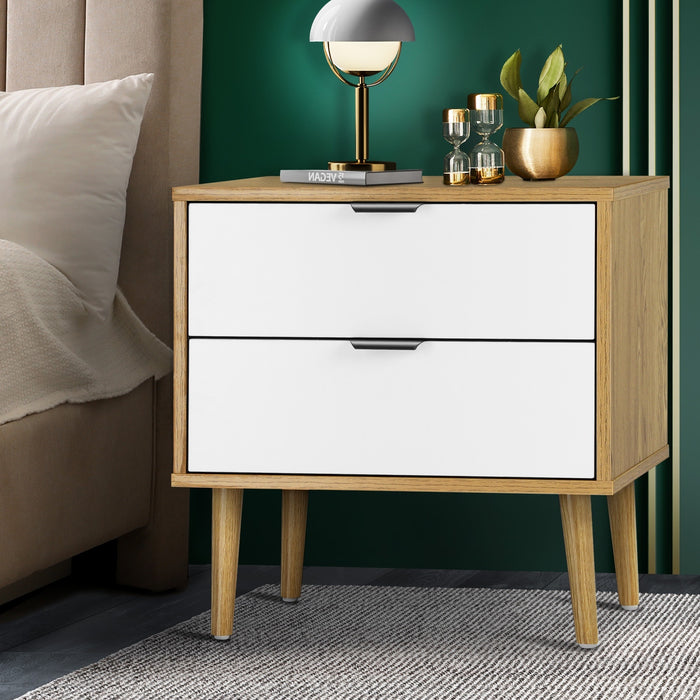 Milo Modern Bedside Table | Stylish Nightstand Cabinet by Oikiture in Wood White