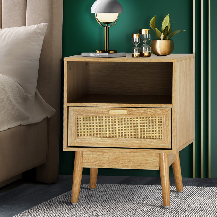 Carlo Rustic Bedside Table | Stylish Nightstand Cabinet by Oikiture