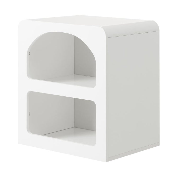 Amaro White Modern Display Shelf Style Bedside Table | Sleek White Storage Nightstand Table