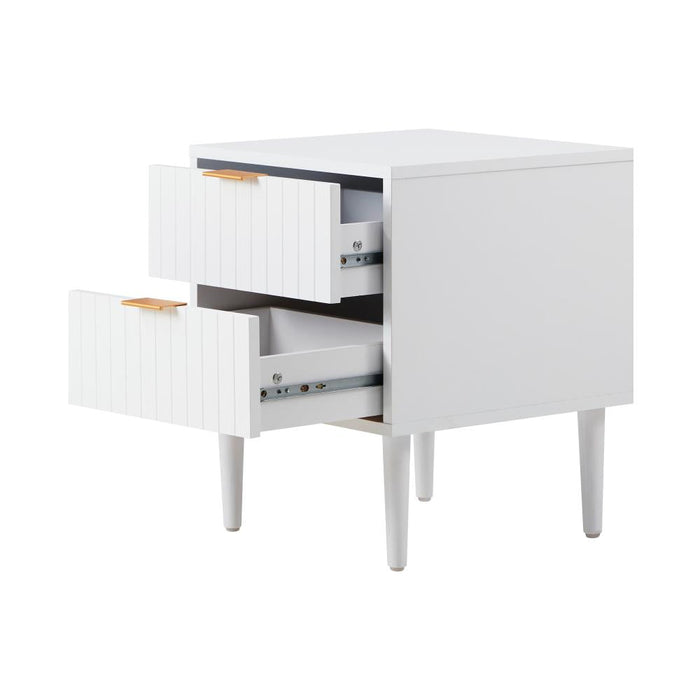 Centrum Blanco Nuvo Two Drawer Bedside Table |  Modern Bedroom Storage Unit in White and Gold