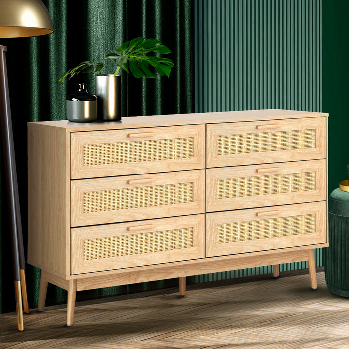 Centrum Rattan 6 Chest of Drawers Tallboy Cabinet | Storage Dresser Unit by Oikiture