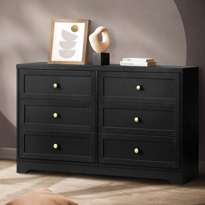 Centrum Black Wooden Chest of Drawers Tallyboy Unit | 5, 6 or 7 Draws Modern Cabinet by Oikiture