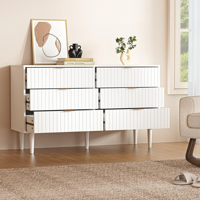 Centrum Bedroom 4 or 6 Chest of Drawers Tallboy Cabinet | Blanco Nuvo Modern Tallboy Storage Cabinet in White and Gold