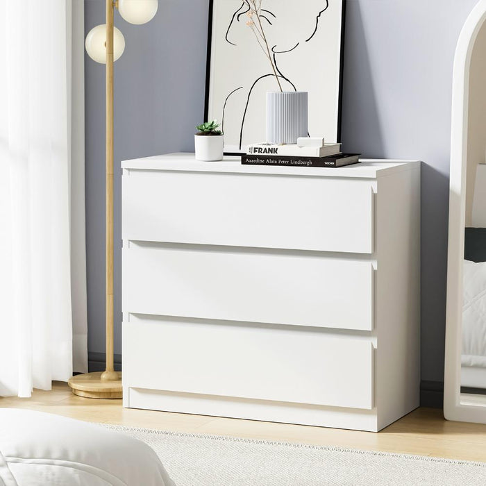 Santori Blanco Modern Chest Of Drawers Storage Cabinet | Elegant White Wooden Tallboys in 3 or 6 Drawer Option