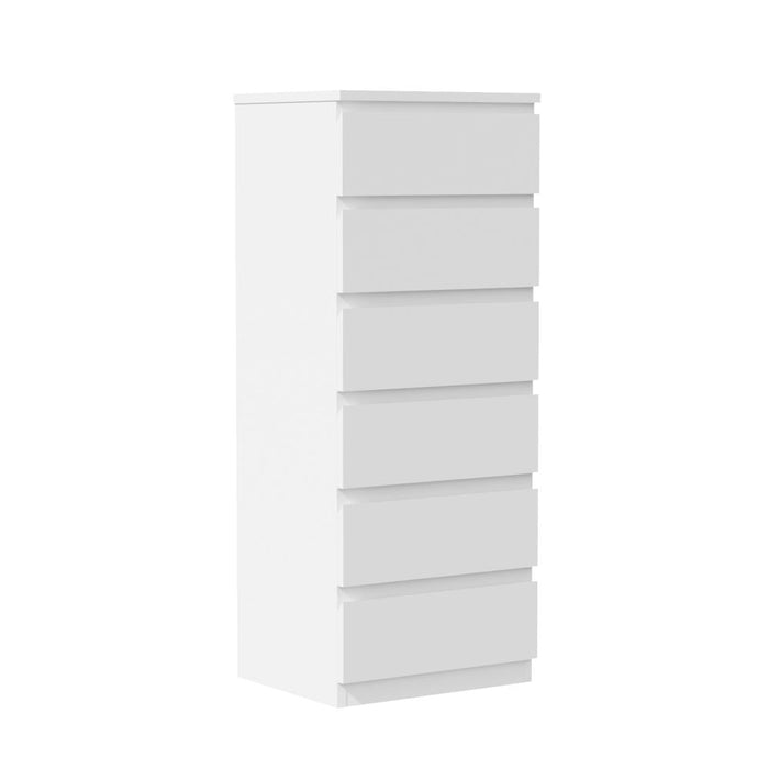 Santori Blanco Modern Chest Of Drawers Storage Cabinet | Elegant White Wooden Tallboys in 3 or 6 Drawer Option