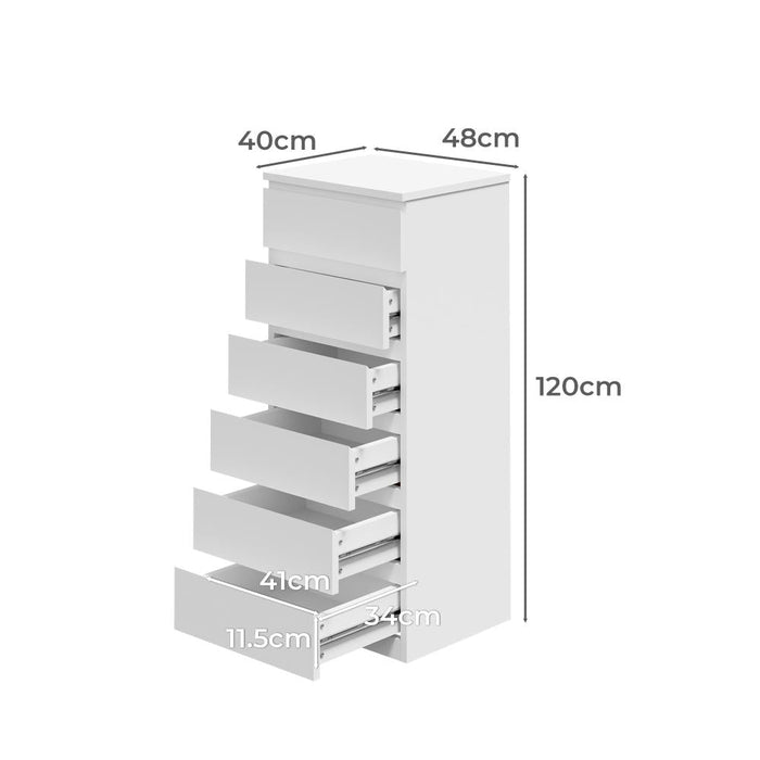 Santori Blanco Modern Chest Of Drawers Storage Cabinet | Elegant White Wooden Tallboys in 3 or 6 Drawer Option