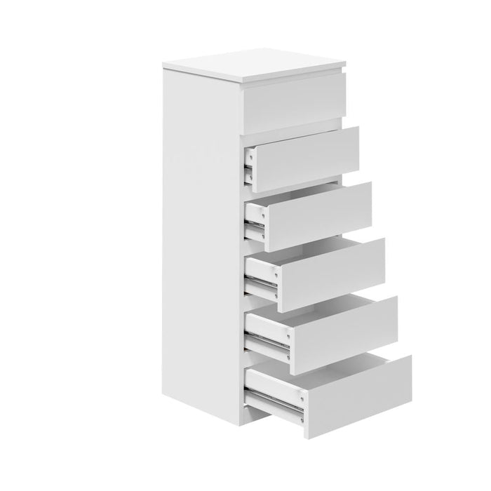 Santori Blanco Modern Chest Of Drawers Storage Cabinet | Elegant White Wooden Tallboys in 3 or 6 Drawer Option