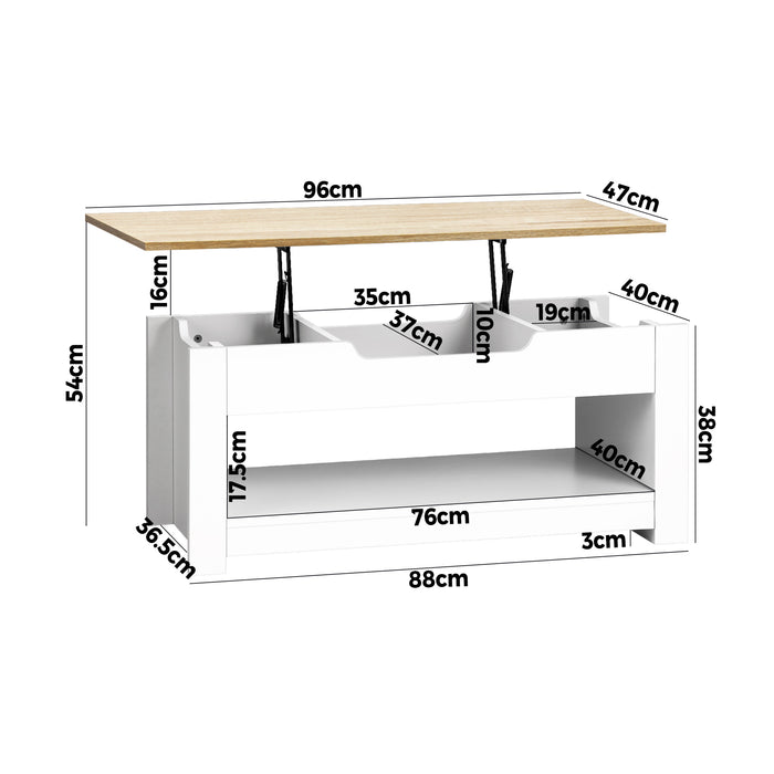 Nordi Modern Lift Up Storage Top Coffee Table with Shelves by Oikiture