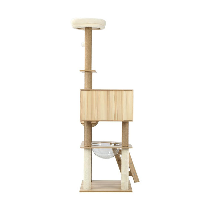 Deluxe Wooden Cat Tree Tower with Ladder, Cat Condo and Scratching Post Castle | 2 Sizes