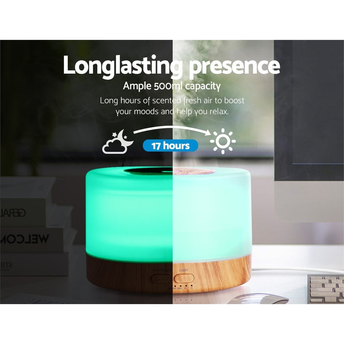 Modern 4 in 1 Wood 7 LED Light Large 500ml Aroma Diffuser With Remote Control