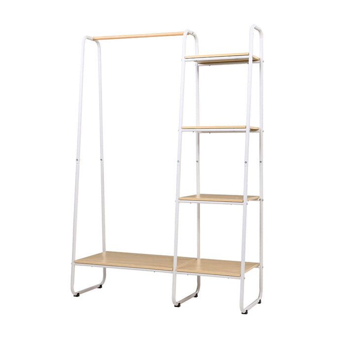 Veri Metal Rail Clothes Storage Rack | Portable Airer and Apparel Hanging Rack in White