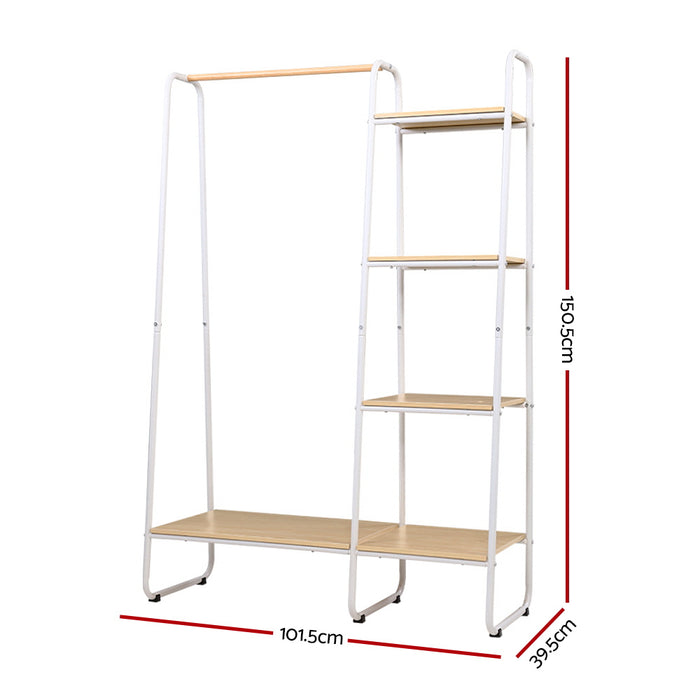 Veri Metal Rail Clothes Storage Rack | Portable Airer and Apparel Hanging Rack in White