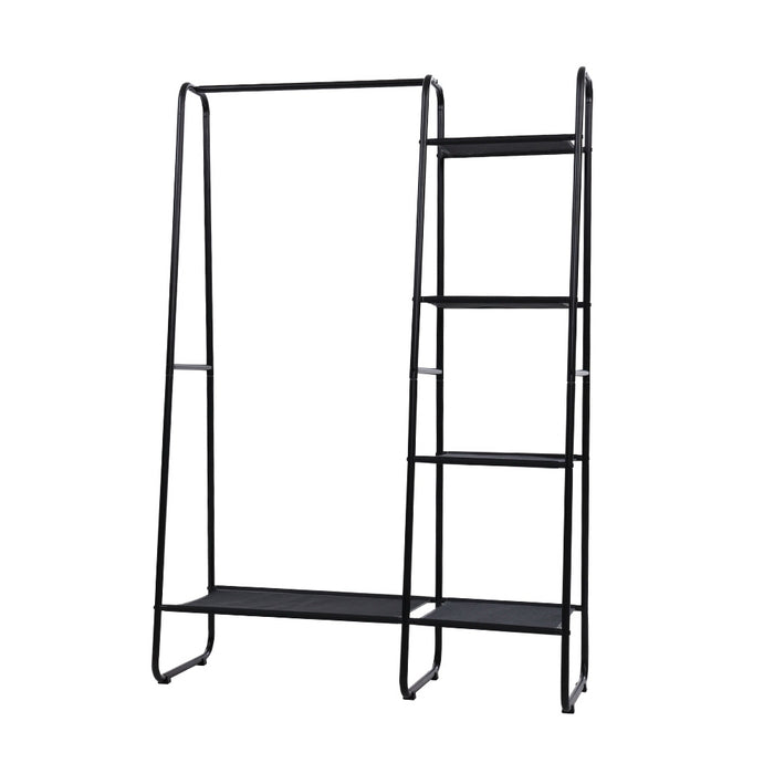 Veri Metal Rail Clothes Storage Rack | Portable Airer and Apparel Hanging Rack in Black