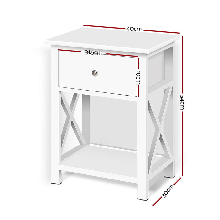 Simplico Wooden Bedside Table in White | Slim Coffee Table Stand