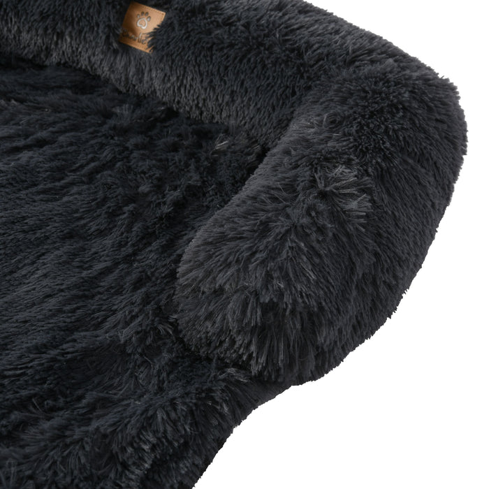 Shaggy Faux Fur Bolster Sofa Protector Pet Bed - Charcoal