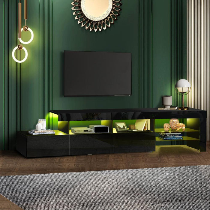 Hierro LED 16 Light TV Cabinet 220cm Entertainment Unit | Hi Gloss TV Unit Stand | 2 Colours