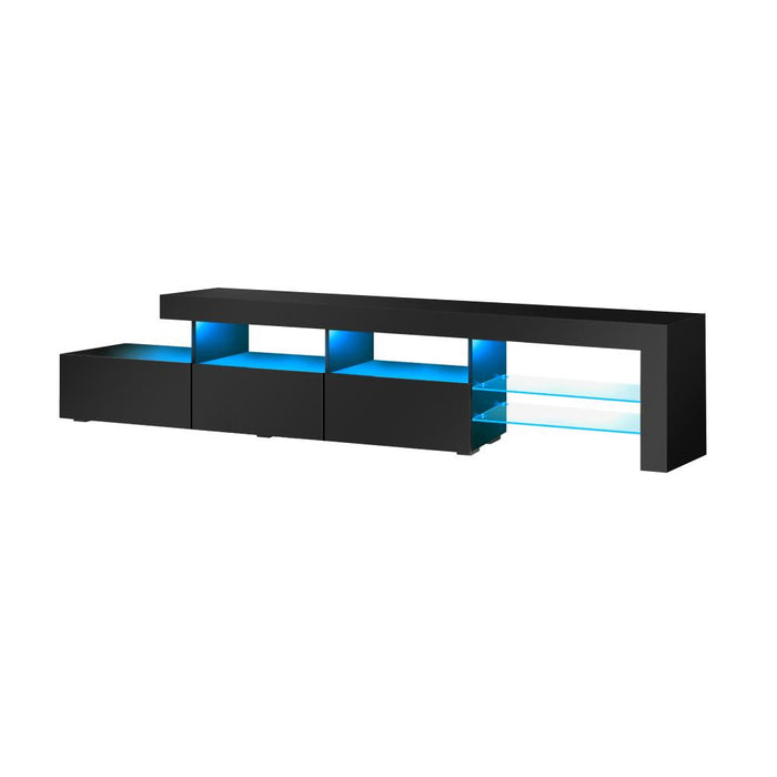 Hierro LED 16 Light TV Cabinet 220cm Entertainment Unit | Hi Gloss TV Unit Stand | 2 Colours