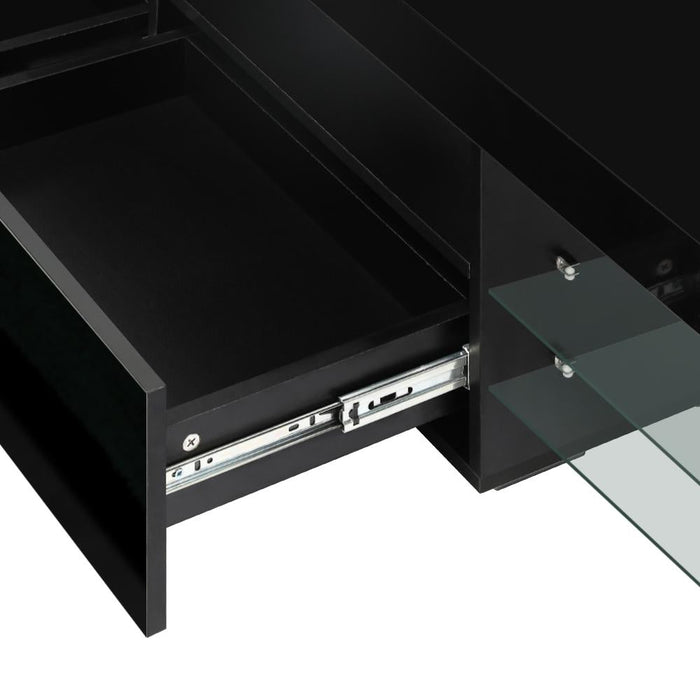 Hierro LED 16 Light TV Cabinet 220cm Entertainment Unit | Hi Gloss TV Unit Stand | 2 Colours