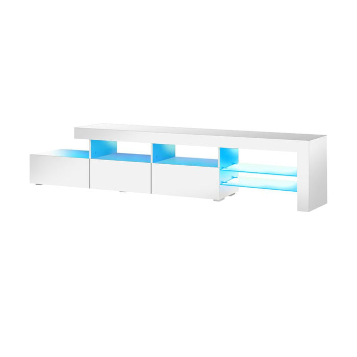 Hierro LED 16 Light TV Cabinet 220cm Entertainment Unit | Hi Gloss TV Unit Stand | 2 Colours