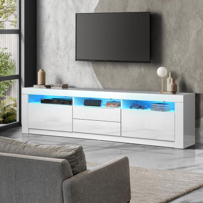 Neo Luxe LED 16 Light TV Cabinet 180cm Entertainment Unit | Hi Gloss TV Unit Stand with Multi Storage| 2 Colours