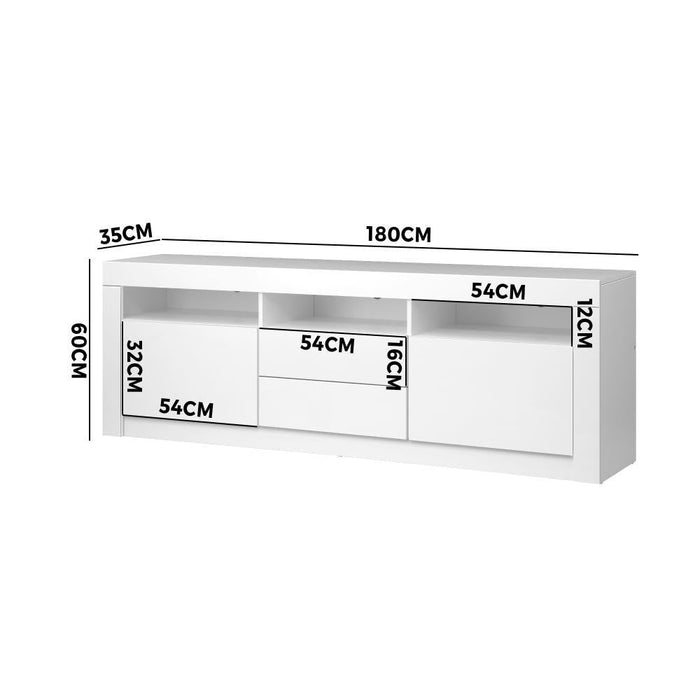 Neo Luxe LED 16 Light TV Cabinet 180cm Entertainment Unit | Hi Gloss TV Unit Stand with Multi Storage| 2 Colours