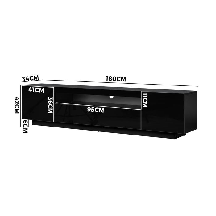 Markus LED 16 Light TV Cabinet 180cm Entertainment Unit | Hi Gloss TV Unit Stand | 2 Colours