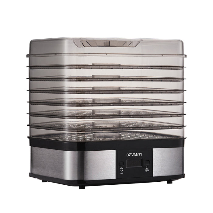 Elegant LCD 7 Tray Food Dehydrator | Dry Food Safely | Jerky Fruit Air Dryer in Silver