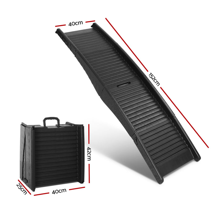 Pawzee 152cm Foldable  Dog Ramp | Portable Dog Steps Pet Car in Black