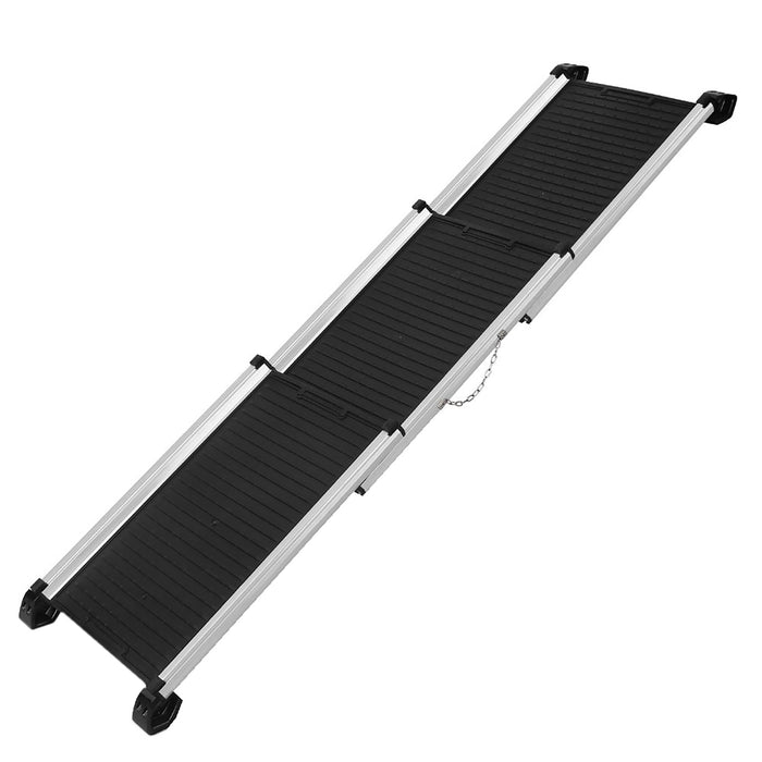 Pwzee 160cm Premium Silver Dog Ramp | Portable Dog Steps Pet Car Travel Ladder Aluminium