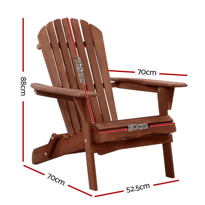 Breeze Wooden Beach Chair Adirondack Patio Lounge in Brown