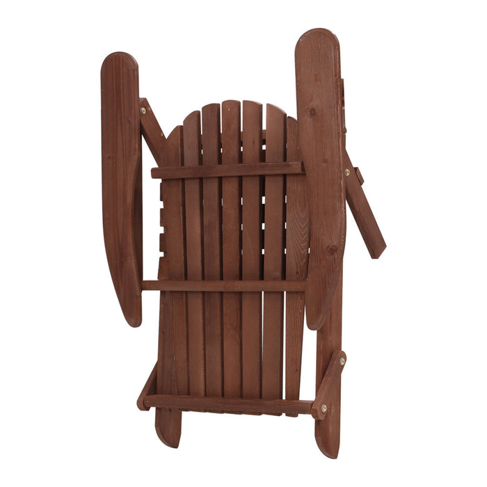 Breeze Wooden Beach Chair Adirondack Patio Lounge in Brown