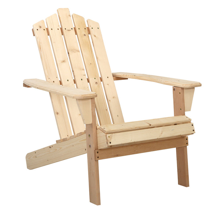 Breeze Wooden Beach Chair Adirondack Patio Lounge in Light Wood