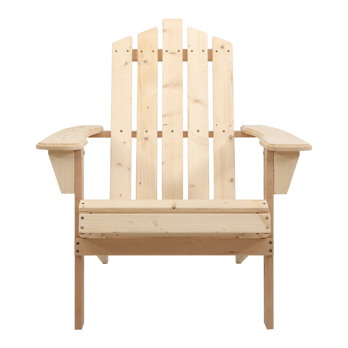 Breeze Wooden Beach Chair Adirondack Patio Lounge in Light Wood