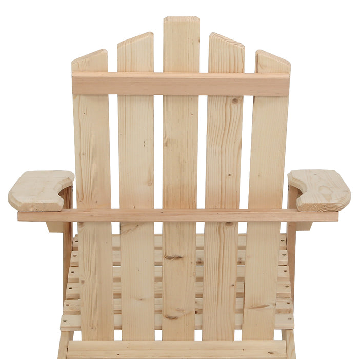 Breeze Wooden Beach Chair Adirondack Patio Lounge in Light Wood