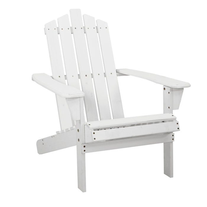 Breeze Wooden Beach Chair Adirondack Patio Lounge in White