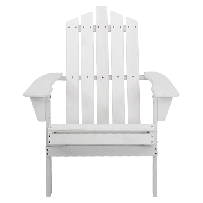 Breeze Wooden Beach Chair Adirondack Patio Lounge in White